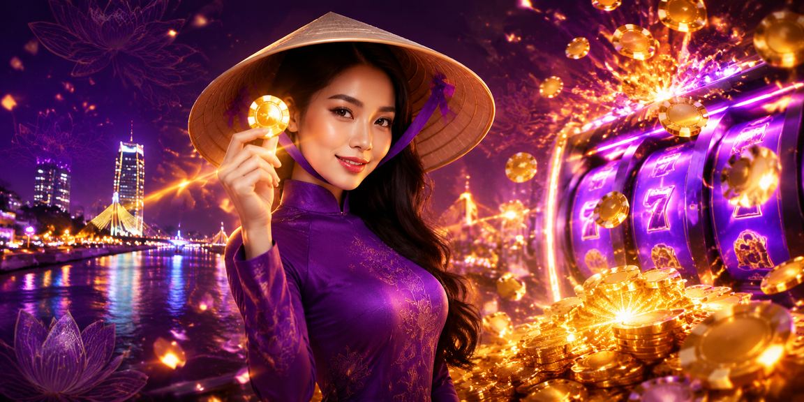Người chơi trải nghiệm slot game tại Đà Nẵng bên cạnh nón lá truyền thống