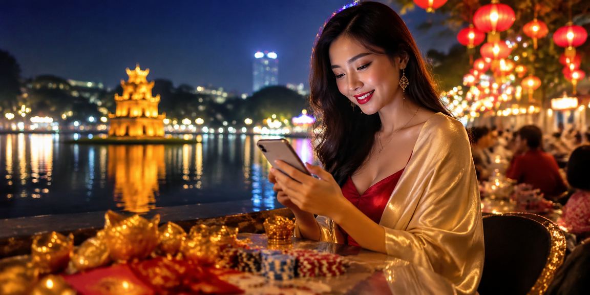 Người dùng Hà Nội thực hiện giao dịch tài chính qua di động tại chợ đêm